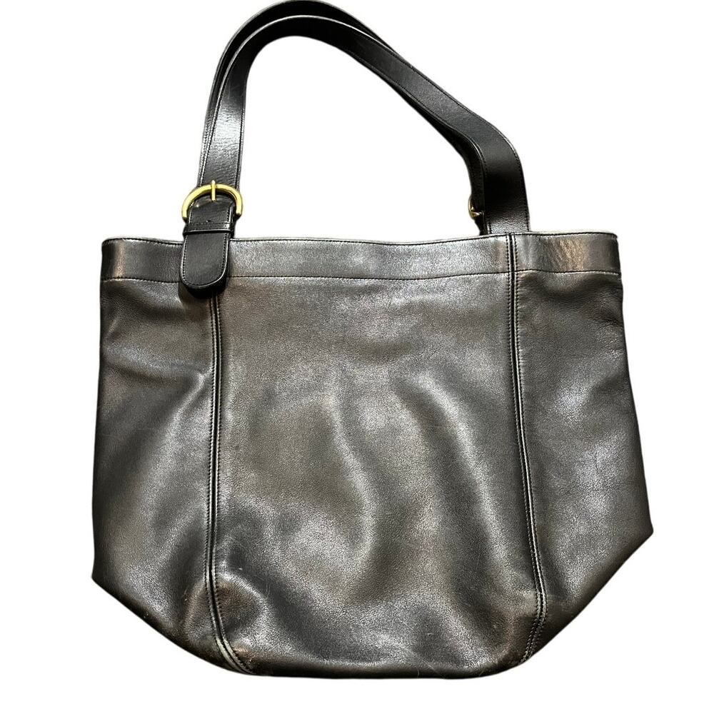 Vintage 90s Coach 4082 Soho Duffle Black Leather US Made Tote Bag Travel Commute